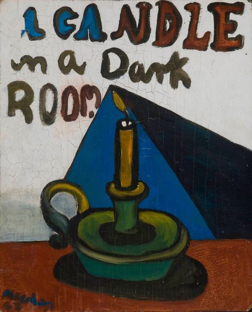 A candle in a dark room