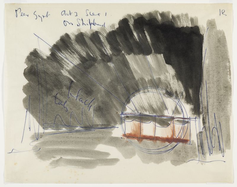 Stage design for Peer Gynt: Act 3, Scene 1: On Shipboard, 1953